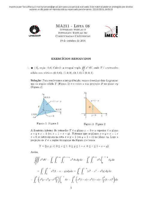 integrais triplas exercícios resolvidos.